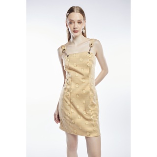 ESP เดรสนิตลายดอกไม้ ผู้หญิง สีเหลือง | Floral Knit Dress | 5960