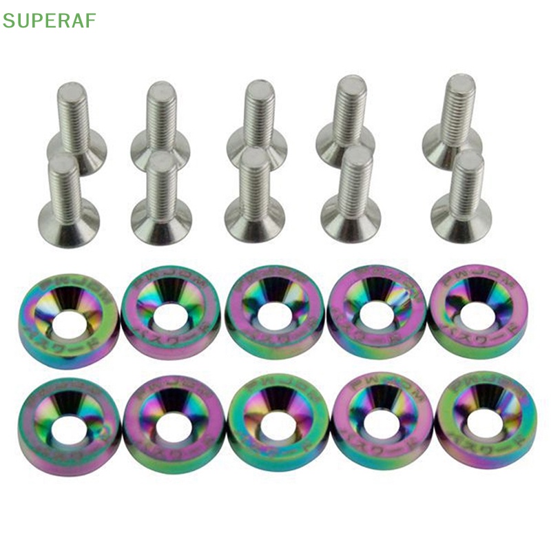 superaf-m6-ขายดี-สกรูอลูมิเนียม-หกเหลี่ยม-สําหรับแหวนรองเครื่องยนต์-jdm-10-ชิ้น-ต่อแพ็ค