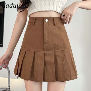 DaDulove💕 New Korean Version of Ins Denim Pleated Skirt Niche High Waist A- line Skirt Short Skirt Bag Hip Skirt