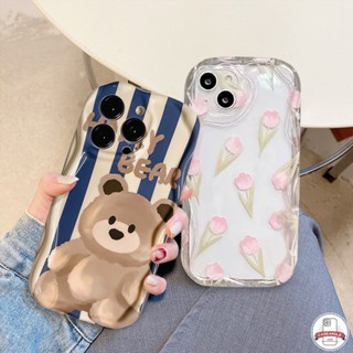 เคสโทรศัพท์มือถือ ลายดอกไม้ หมีน่ารัก 3D ขอบโค้ง สําหรับ Vivo Y17 Y51A Y31 Y95 Y91 Y51 Y12s Y91C Y20 Y35 Y21 Y16 Y30 Y11 Y15s Y12i Y20i Y22 Y12 Y33s Y15 Y15A Y22s Y21s Y02