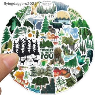 [flyingdaggers] สติกเกอร์ ลายป่า สีเขียว สําหรับติดตกแต่งกระเป๋าเดินทาง กีตาร์ แล็ปท็อป DIY 50 ชิ้น
