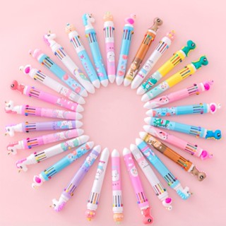  ปากกาลูกลื่น หมึกเหลว ลายการ์ตูนยูนิคอร์น ไดโนเสาร์น่ารัก 10-in-1 สีรุ้ง ยืดหดได้ สําหรับสํานักงาน โรงเรียน ปาร์ตี้ 4 ชิ้น