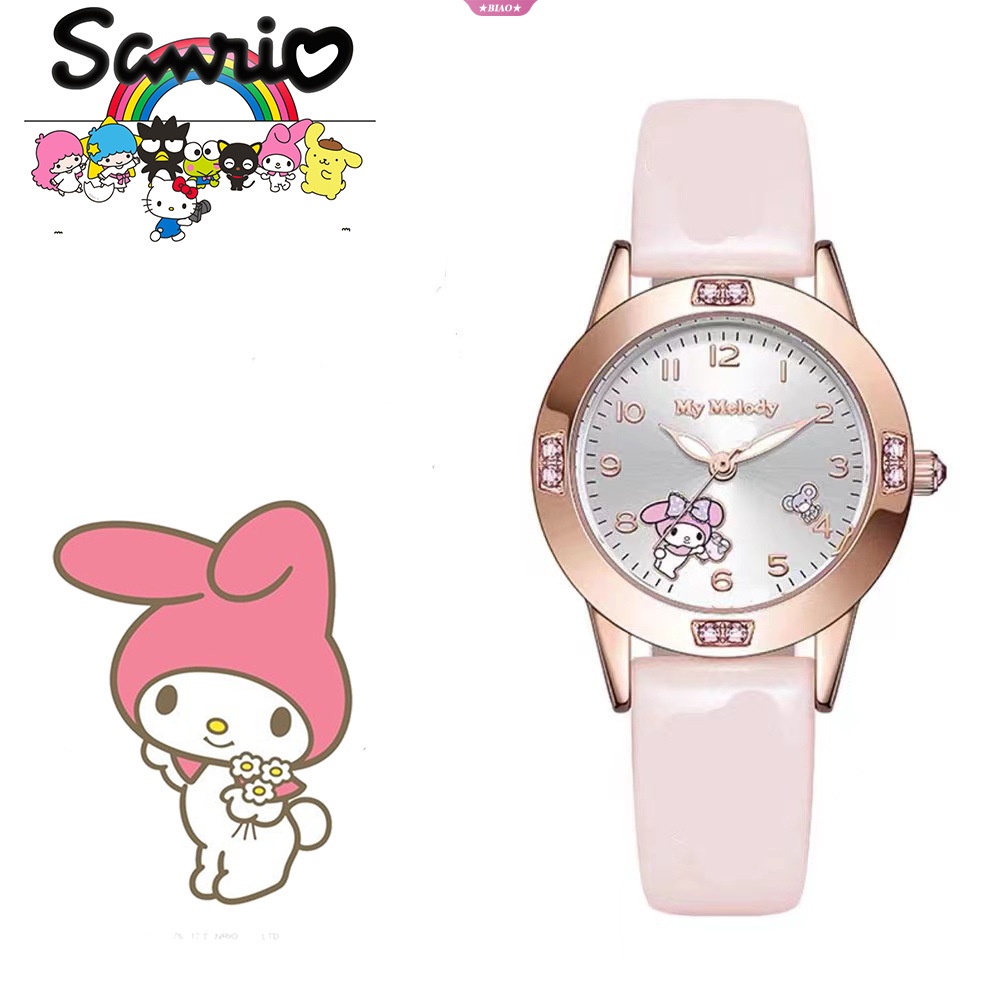 sanrio-kawaii-hello-kitty-นาฬิกา-my-melody-cinnamoroll-kuromi-นักเรียน-ผู้ชายและผู้หญิง-การ์ตูนเพชร-นาฬิกา-ของขวัญเด็ก-ของเล่น