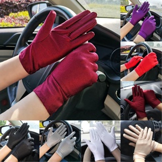 BACK2LIFE Dance Etiquette Gloves Fashion Sun Protection Driving Gloves Women Spandex Elastic Men Thin Pure Color Anti-UV/Multicolor