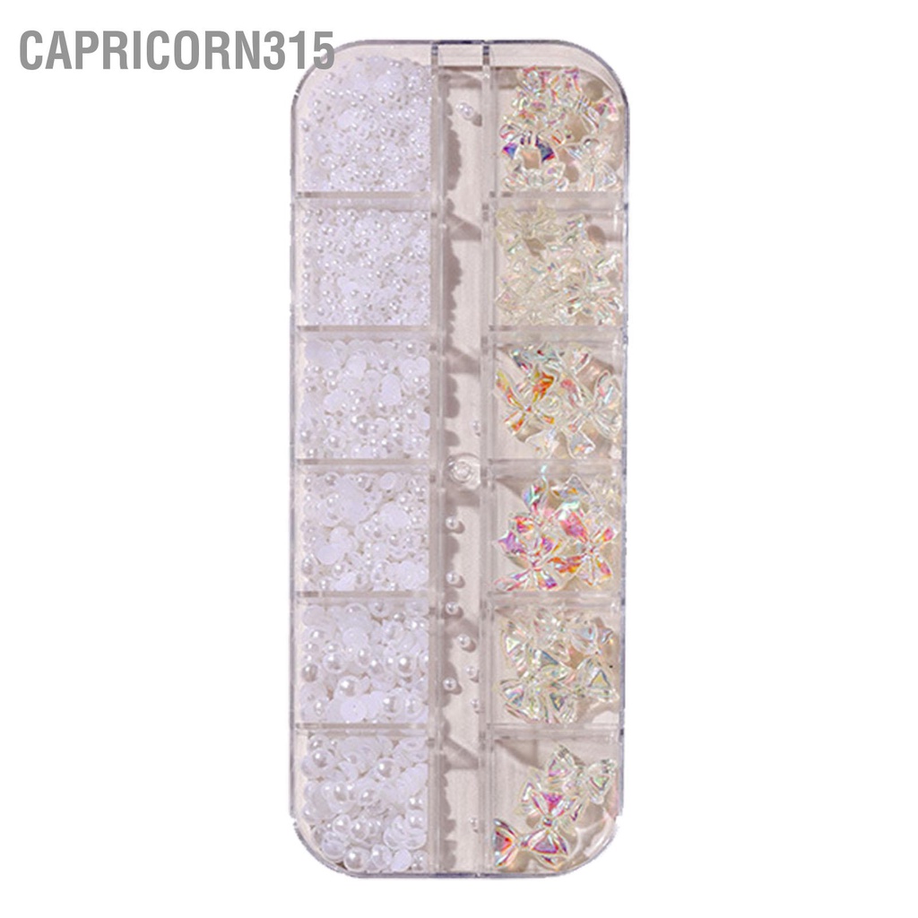 capricorn315-เล็บ-rhinestones-ขนาดต่าง-ๆ-รูปร่างมุกสีขาวบริสุทธิ์-diy-ตกแต่งเล็บ-แบบพกพาพร้อมกล่องเก็บของ