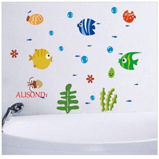 ALISOND1 สติกเกอร์ติดผนัง กันน้ํา รูปปลา สําหรับตกแต่งห้องเด็กเล็ก ห้องน้ํา ห้องเด็ก