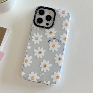 Casetify เคสโทรศัพท์มือถือแบบนิ่ม กันกระแทก เต็มจอ ลายดอกไม้ หน้ายิ้ม สําหรับ IPhone 14 13 12 11 Pro Max