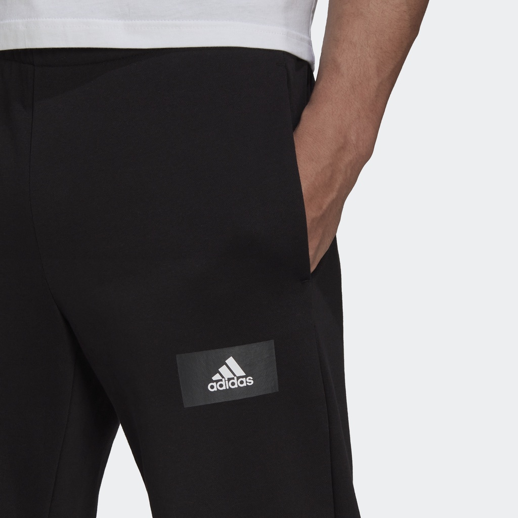 adidas-ไลฟ์สไตล์-กางเกงวอร์มผ้าฝ้ายฟลีซขาตรง-essentials-feelvivid-ผู้ชาย-สีดำ-hk2834