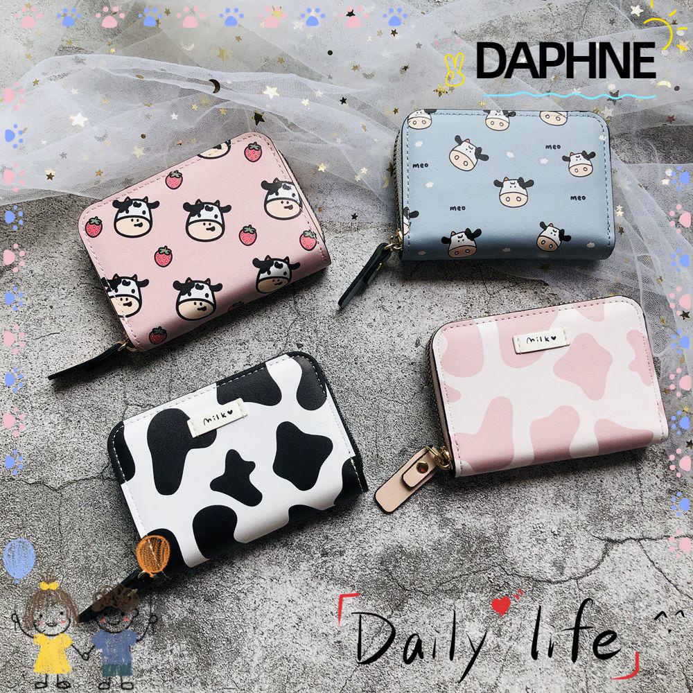 daphne-กระเป๋าสตางค์-ใบสั้น-หนัง-pu-พิมพ์ลายวัว-สําหรับผู้หญิง