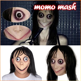 Momo Long Hair Female Ghost Mask หน้ากากน่ากลัว Halloween Horror Masquerade Party -FE