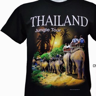 [LSAMX]แขนสั้นโอเวอร์ไซส์เสื้อยืดผ้าฝ้ายพิมพ์ลายเสื้อยืดไทยแลนด์ ลายช้าง Souvenir T-shirt ของฝากต่างชาติ ที่ระลึก