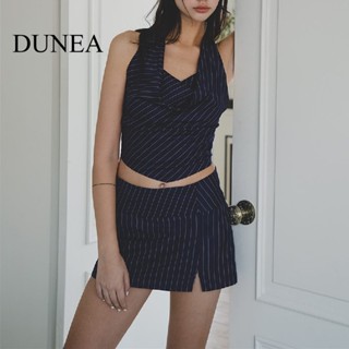 Dunea ชุดเสื้อสายเดี่ยว และกระโปรง ลายทาง เซ็กซี่ สําหรับผู้หญิง