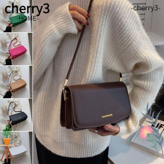 Cherry3 กระเป๋าสะพายไหล่ สะพายข้าง ใต้วงแขน หนัง Pu สายโซ่ ทรงสี่เหลี่ยม สีพื้น สําหรับผู้หญิง