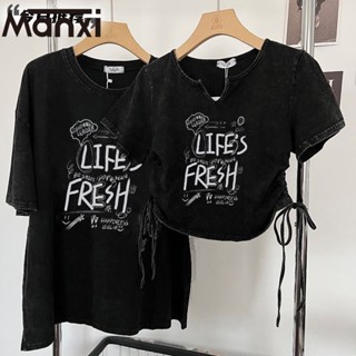 Manxi เสื้อครอปท็อป สีพื้น แฟชั่นสําหรับผู้หญิง ใส่ไปคลับ ปาร์ตี้ 2023 A29J28T