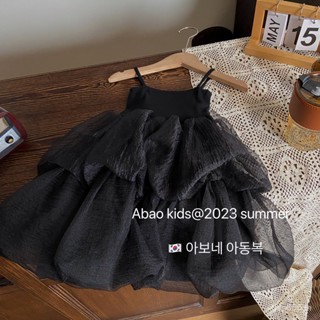 Korean childrens clothing girls summer clothing 2023 new princess skirt female baby mesh skirt Korean style childrens suspender skirt QLKF