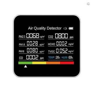 {fash} 9 in 1 เครื่องตรวจจับคุณภาพอากาศ CO2 CO2 CO TVOC HCHO PM2.5 PM1.0 PM10 พร้อมฟังก์ชั่นเตือนภัย สําหรับบ้าน สํานักงาน รถยนต์