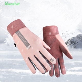 Bluevelvet ถุงมือขี่จักรยานฤดูหนาวที่ทนทานกันลมหิมะสกีถุงมือโบว์ถุงมือป้องกันที่อบอุ่น