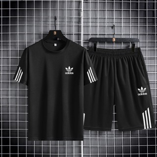 เสื้อยืดแขนสั้นลําลอง และกางเกงขาสั้น สไตล์สปอร์ต สําหรับผู้ชาย M - 5XL