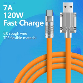 Best3c 120W สายชาร์จ USB Type C ซิลิโคนเหลว ชาร์จเร็ว สําหรับ Xiaomi Huawei Samsung USB C Cable HOT