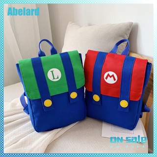 Abelard กระเป๋าเป้สะพายหลัง กระเป๋านักเรียน ลาย Super Mario Bros น่ารัก สีตัดกัน สําหรับเด็กผู้ชาย ผู้หญิง ของขวัญ