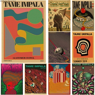 โปสเตอร์กระดาษคราฟท์ ลายวงร็อค Tame Impala Psychedelic สไตล์วินเทจ สําหรับตกแต่งผนังบ้าน บาร์ คาเฟ่