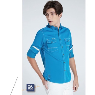 เสื้อเชิ้ตเเขนยาว Jx-42 สีฟ้า