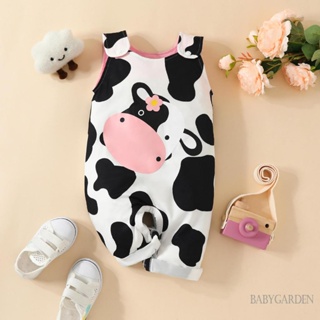 Babygarden-0-18 เดือน ชุดจั๊มสูท คอกลม แขนกุด พิมพ์ลายวัว น่ารัก สําหรับเด็ก