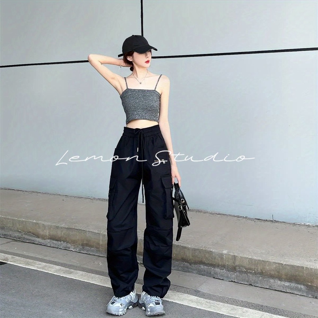 lemon-studio-กางเกงขายาวผู้หญิง-กางเกงเอวสูง-ย้อนยุคอเมริกัน-กางเกงคาร์โก้-กางเกงลำลองผู้หญิงที่มีกระเป๋าขนาดใหญ่-0149