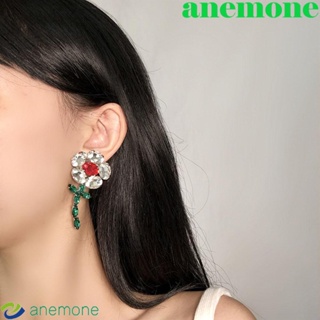 Anemone แหวน ใหม่ หวาน เกาหลี ดอกไม้ใหญ่ แฟชั่น เครื่องประดับ คริสตัล พลอยเทียม ต่างหูห้อย
