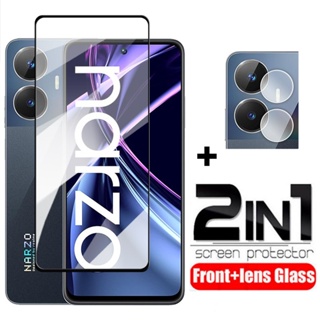 2 in 1 ฟิล์มกระจกนิรภัยกันรอยหน้าจอ และเลนส์กล้อง 9H HD สําหรับ Realme Narzo N55 N 55 50 Pro 50i 50A Prime NarzoN55 Narzo50 4G 5G