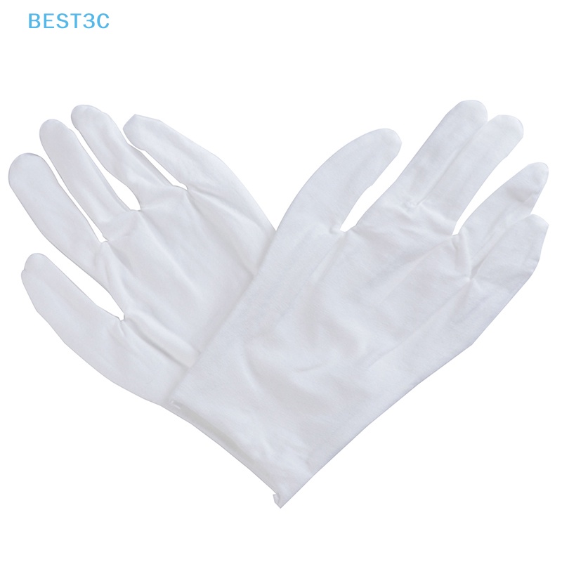 best3c-ถุงมือผ้าฝ้าย-ยืดหยุ่นสูง-สีขาว-น้ําหนักเบา-สําหรับตรวจสอบเครื่องประดับ-เหรียญ-ขายดี