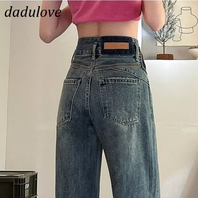 dadulove-new-korean-version-of-ins-retro-washed-jeans-womens-high-waist-slim-straight-pants-large-size-trousers