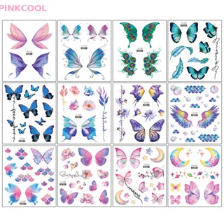 Pinkcool สติกเกอร์รอยสักชั่วคราว ลายผีเสื้อ 3D กันน้ํา