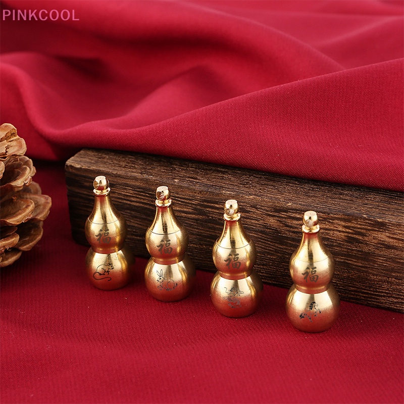 pinkcool-พวงกุญแจ-จี้น้ําเต้า-ทองเหลือง-รูปราศีจีน-แบบกลวง-diy-สําหรับตกแต่ง