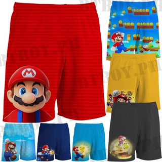 กางเกงขาสั้น ชุดคอสเพลย์ Super Mario Bros เหมาะกับเดินชายหาด สําหรับเด็กอายุ 3-13 ปี