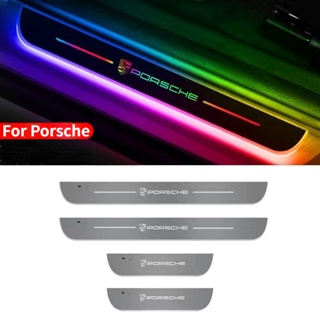 โคมไฟโปรเจคเตอร์ LED ฉายภาพยนต์ Welcome Porsche Roadster Cayenne Cayman Panamera Macan 4 ชิ้น สําหรับประตูรถยนต์