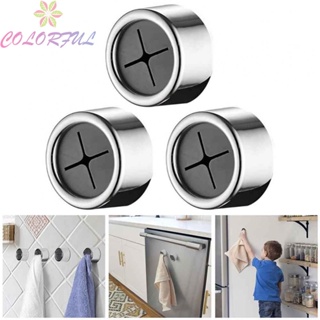 【COLORFUL】3PCS Push In Tea Towel Holder Grip Hook Chrome Self-Adhesive Kitchen Cloth Clips