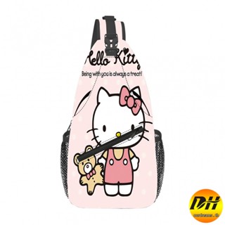 กระเป๋าคาดอก กระเป๋าสะพายไหล่ ลายการ์ตูน Hello kitty สําหรับผู้ชาย เดินป่า