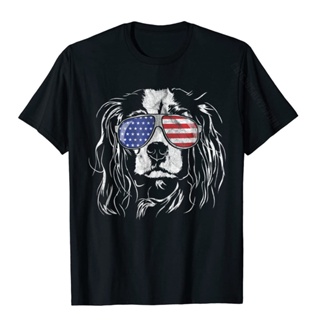 มีความสุข ขายดี!เสื้อยืด ผ้าฝ้าย พิมพ์ลายสุนัข Proud Cavalier King Charles Spaniel Patriotic สําหรับผู้ชาย#39; s เสื้อยื