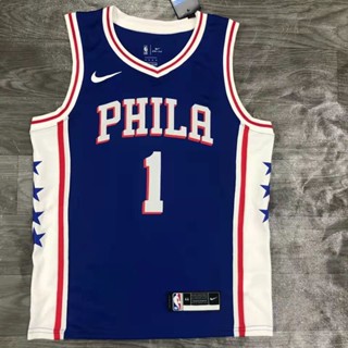 เสื้อกีฬาบาสเก็ตบอล NBA Philadelphia 76ers อเนกประสงค์ สําหรับผู้ชาย #1 เสื้อกีฬาแขนสั้น ลายทีม James Harden Retro Association Edition Swingman สีฟ้า 848268