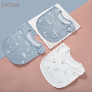 SARRAN ผ้ากันเปื้อนเด็ก 3 ชิ้น ลายสัตว์น่ารัก ปุ่มปิด ผ้าฝ้ายนุ่ม การดูดซึมน้ำทารก น้ำลายไหล Bibs