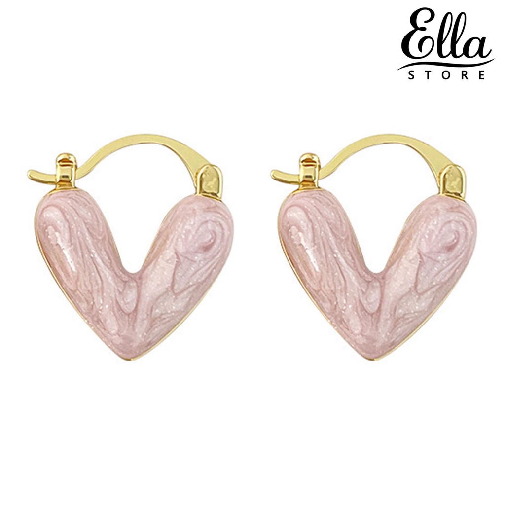 ellastore123-ต่างหูสเตนเลส-รูปหัวใจ-กันแพ้-น้ําหนักเบา-สําหรับผู้หญิง-1-คู่