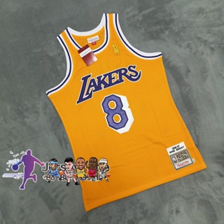 เสื้อกีฬาบาสเก็ตบอล NBA Mitchellless Los Angeles Lakers อเนกประสงค์ สําหรับผู้ชาย #8 เสื้อกีฬาแขนสั้น ลายทีม Kobe Bryant 1996-97 สีเหลือง 908517