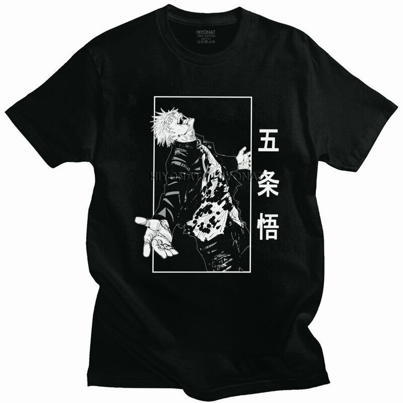 ราคาถูก-เสื้อยืด-jujutsu-kaisen-พิมพ์ลาย-anime-เสื้อยืดคอกลมสำหรับผู้ชายและผู้หญิงสีดำ-เสื้อคู่