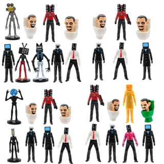 Fash Tiktok โมเดลตุ๊กตาฟิกเกอร์ Skibidi Toilet Action Figure Speakerman TV Man Monitor Man ของเล่นสําหรับเด็ก 9 ชิ้น