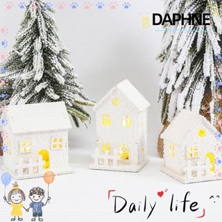 Daphne คริสต์มาสไฟ LED ของขวัญเด็กตีหิมะส่องสว่างเครื่องประดับปราสาทเรืองแสงคริสต์มาสบ้านไม้