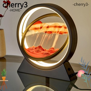 Cherry3 โคมไฟตั้งโต๊ะ LED รูปทะเล 3D มีทรายไหล 7 สี สําหรับตกแต่งบ้าน