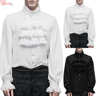 เสื้อเชิ้ตท็อปส์ แต่งระบาย ลาย Vampire Victorian Renaissance สไตล์โกธิค สําหรับผู้ชาย