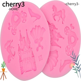 Cherry3 แม่พิมพ์ซิลิโคน สีชมพู สําหรับทําช็อคโกแลต ฟองดองท์ ปราสาทน้ําตาล 2 ชิ้น