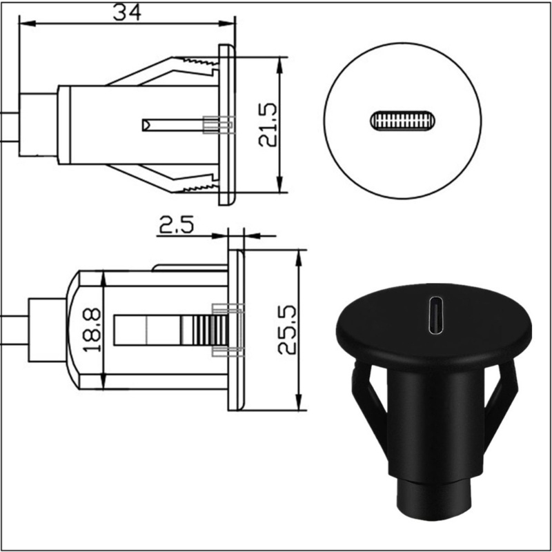 3c-สายเคเบิ้ล-usb-3-0-male-to-type-c-female-flush-mount-สําหรับแผงหน้าปัดรถยนต์-เรือ